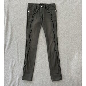 Isabel Marant Pants Womens‎ 36 Gray Straight Zip Scalloped Western Style Piping